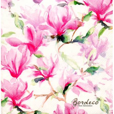 Serwetka decoupage firmy IHR magnolia różowa 33x33cm